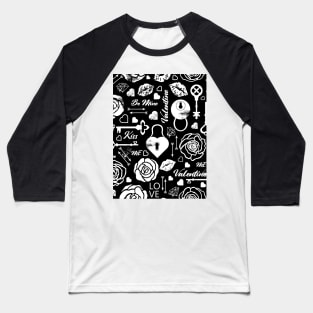 Kitsch Valentine | black and white | love pattern Baseball T-Shirt